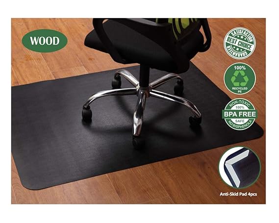 Obeda Bodenschutzmatte schwarz, Bürostuhl unterlage 120x90cm - für Laminat, Parkett, Fliesen und Hartböden, schützen Ihren Bo