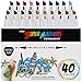 40 Color Super Markers Primary Tones Dual Tip Set - Double-Ended Permanent Art Markers with Fine Bullet and Chisel Point Tips - Ergonomic Tri-Oval Barrels - Draw, Sketch, Illustrate, Render, Manga