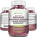 Organic Ashwagandha with Black Pepper (Bioperine) 1500 MG l 120 Capsules- Supplement- Mood Supplement- Ashwagandha Capsules Stress Anxiety Supplement Stress Support & Mood Enhancer Support
