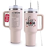 VoziSpace Best Mom Ever Tumbler with Handle 40oz Mother's Day Gifts for Mom from Daughter, Son - Moms Birthday Gift Ideas Mama Coffee Tumbler - Christmas Gifts Best Mom Ever Mug