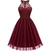 Dressystar Women's Sequin Short Prom Dress Sparkly Halter Tulle Cocktail Party Homecoming Dresses