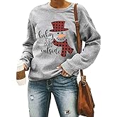 Merry Christmas Shirts for Women Merry and Bright Sweatshirts Xmas Tree Gnomes Graphic Tee Winter Snowman Fleece Top