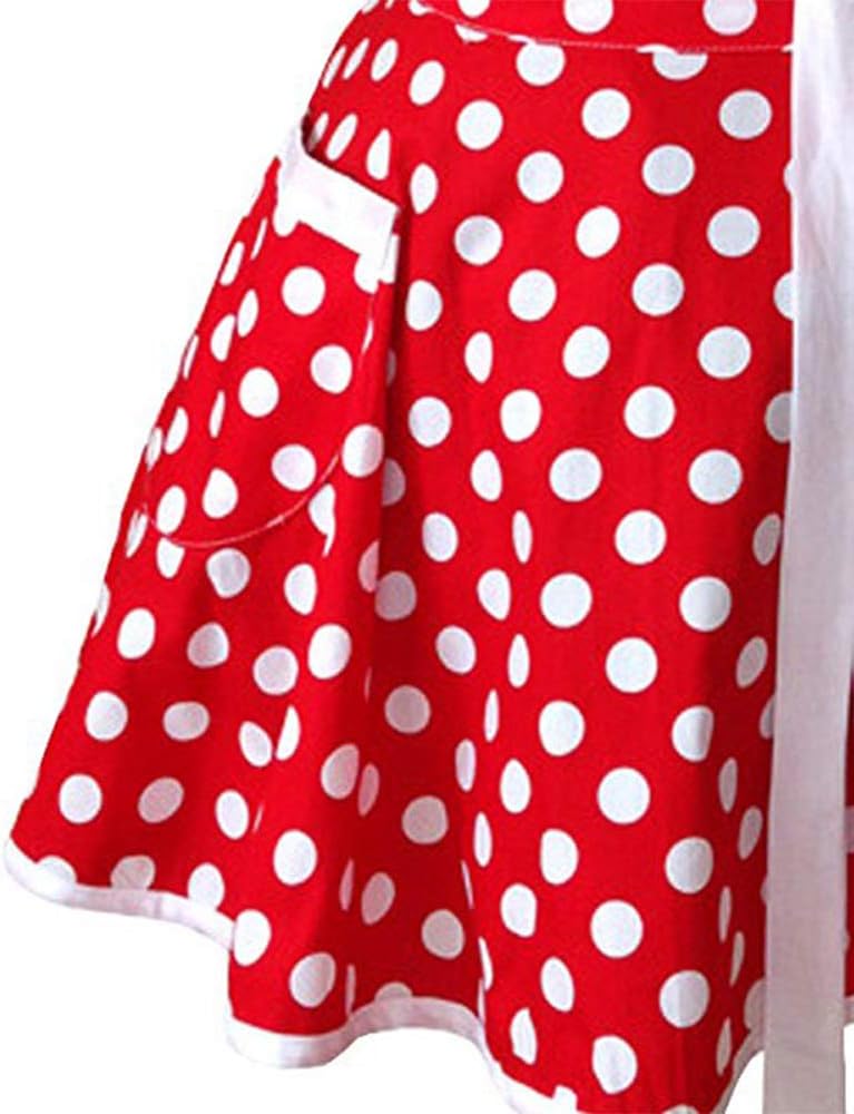 Golden Apple Lovely Sweetheart Red Retro Kitchen Aprons Women Girl Cotton Polka Dot Cooking Salon Apron Dress - Image 4