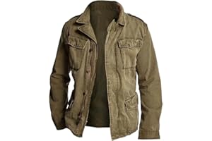 Men's Vintage Casual Field Jacket Retro Utility Outdoor Military Style Coat
