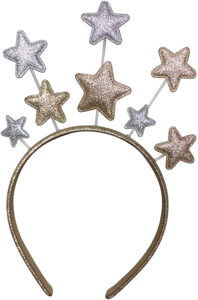 Lurrose Glitter Star Headband Kids Cute Star Hair Hoop Golden Pentagram Headband Party Hair Accessories for Christmas Birthday Festival Holiday