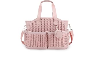 Lmbabter Diaper Tote Quilted Mommy Bag Function Maternity Baby Bag Diaper Changing Messenger with Shoulder Strap Wet Pocket