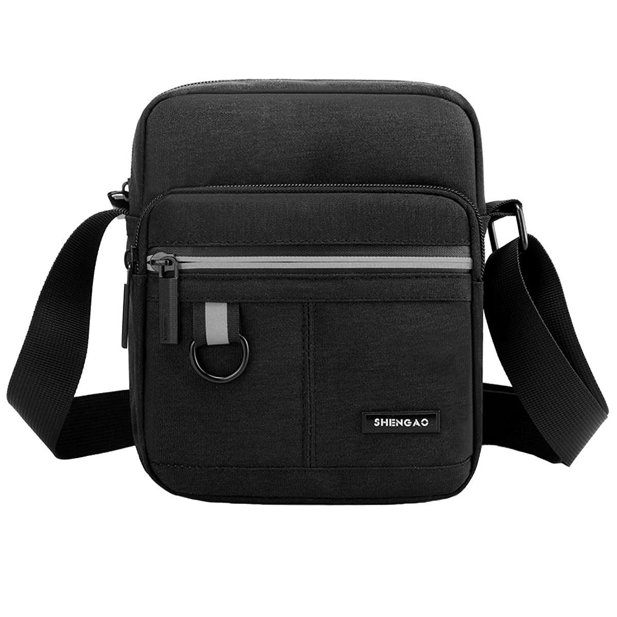 A-QMZL Men Shoulder Bag Messenger Bags Small Canvas Cross Body Bag Casual Travel Phone Bag Handbag with Multiple Pockets for School Working Hiking (Black1)