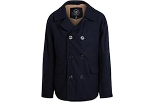 URBAN REPUBLIC Boys' Peacoat - Double Breasted Mixed Wool Dress Coat with Soft Faux Fur Lining and Flap Pockets (Sizes: 4-20)