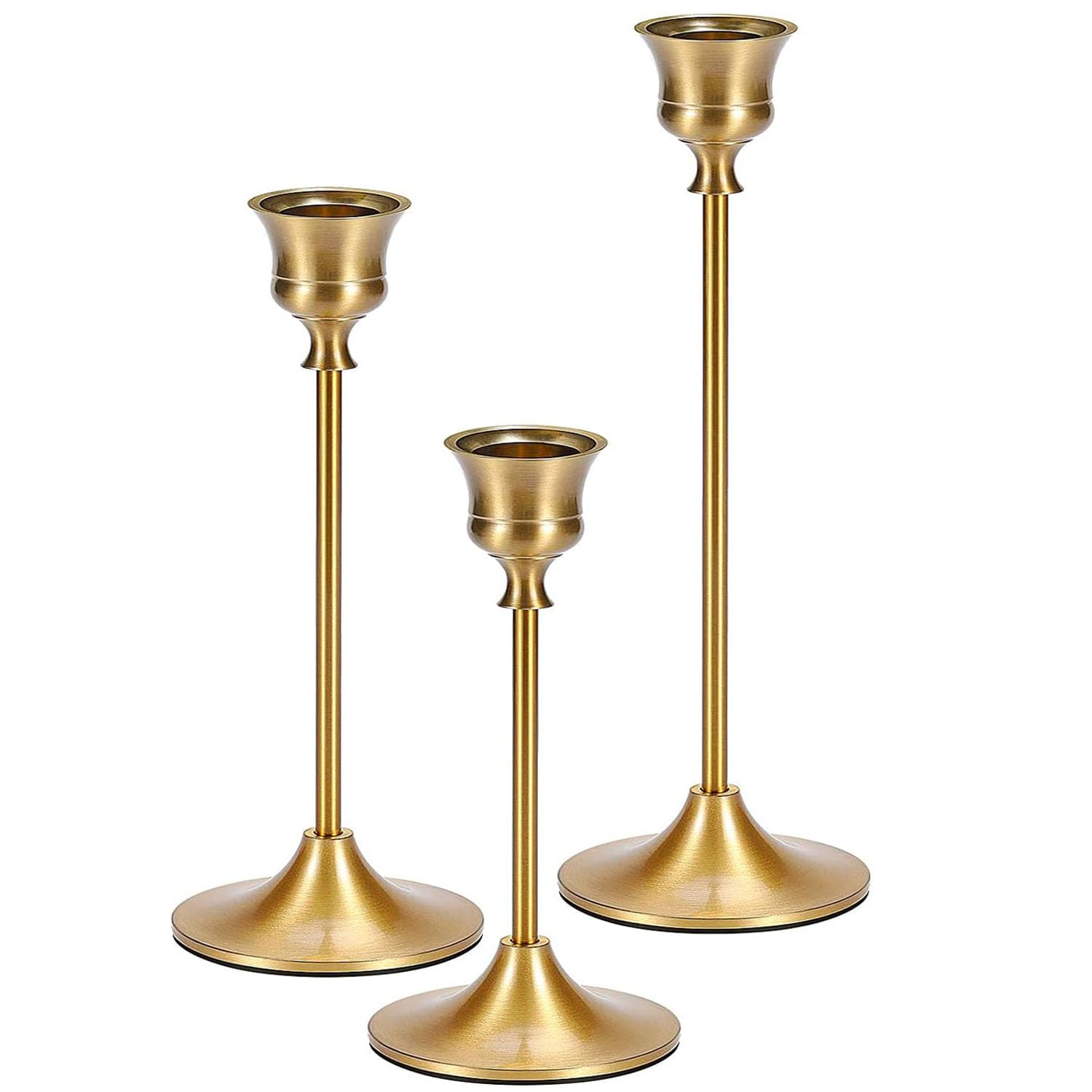 Candlestick Holders,Taper Candle Holder for Candlesticks, Gold Brass Vintage Candle Stick Candle Holder Candelabra Candle Holder for Fireplace Party Dining Home (Gold, 3 Pack)