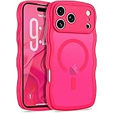 LCHULLE for iPhone 17 Pro Max Case Curly Wave [Compatible with MagSafe] [Full Camera Protection] Translucent Matte for Women Men Military Grade Shockproof Phone Case for iPhone 17 Pro Max, Hot Pink