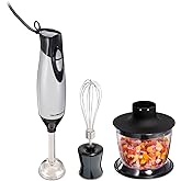 Hamilton Beach 4-in-1 Electric Immersion Hand Blender with Handheld Blending Stick, Whisk + 3-Cup Food & Vegetable Chopper Bo