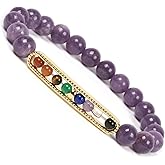 Justinstones Natural Gemstone Chakra Bracelet Semi Precious Healing Reiki 8mm Round Yoga Bead Stretch Bracelet 7 inch