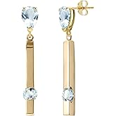 14k Yellow Gold Chandelier Earrings with Natural Aquamarines