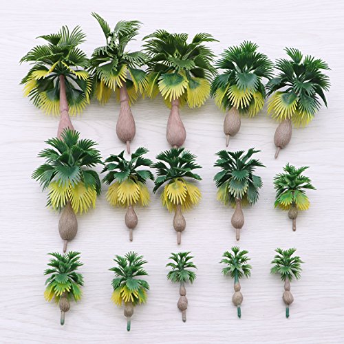 NUOLUX 15pcs Model Train Palm Trees 5 Size Tropical Forest Landscape Scale N Z 1:100-1:300 - Thumbnail 4