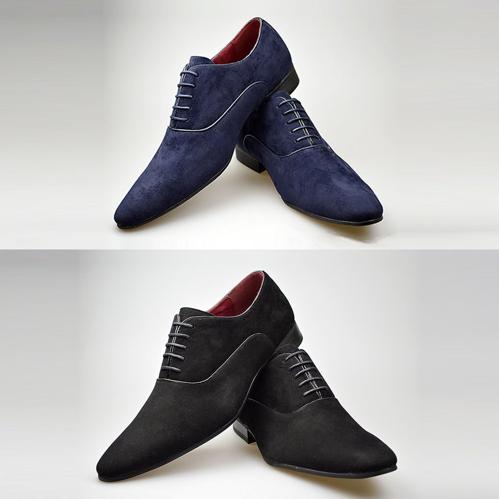 Mens Fashion Navy (Blues) / Black Faux Suede Lace Up Smart Casual Shoes