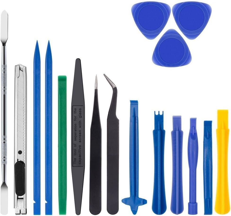 Zacro 18 in 1 Professional Opening Pry Tool Repair Kit with Non-Abrasive Nylon Spudgers and Pack of 2 Anti-Static Tweezers: Home Improvement