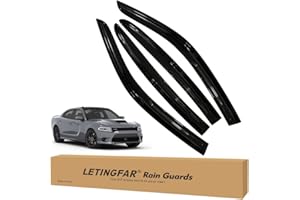 LETINGFAR Tape-on Rain Guards for 2011-2023 Dodge Charger, for 2011-2023 Dodge Charger Accessories，Side Vent Visors Shades Window Deflectors for Dodge Charger