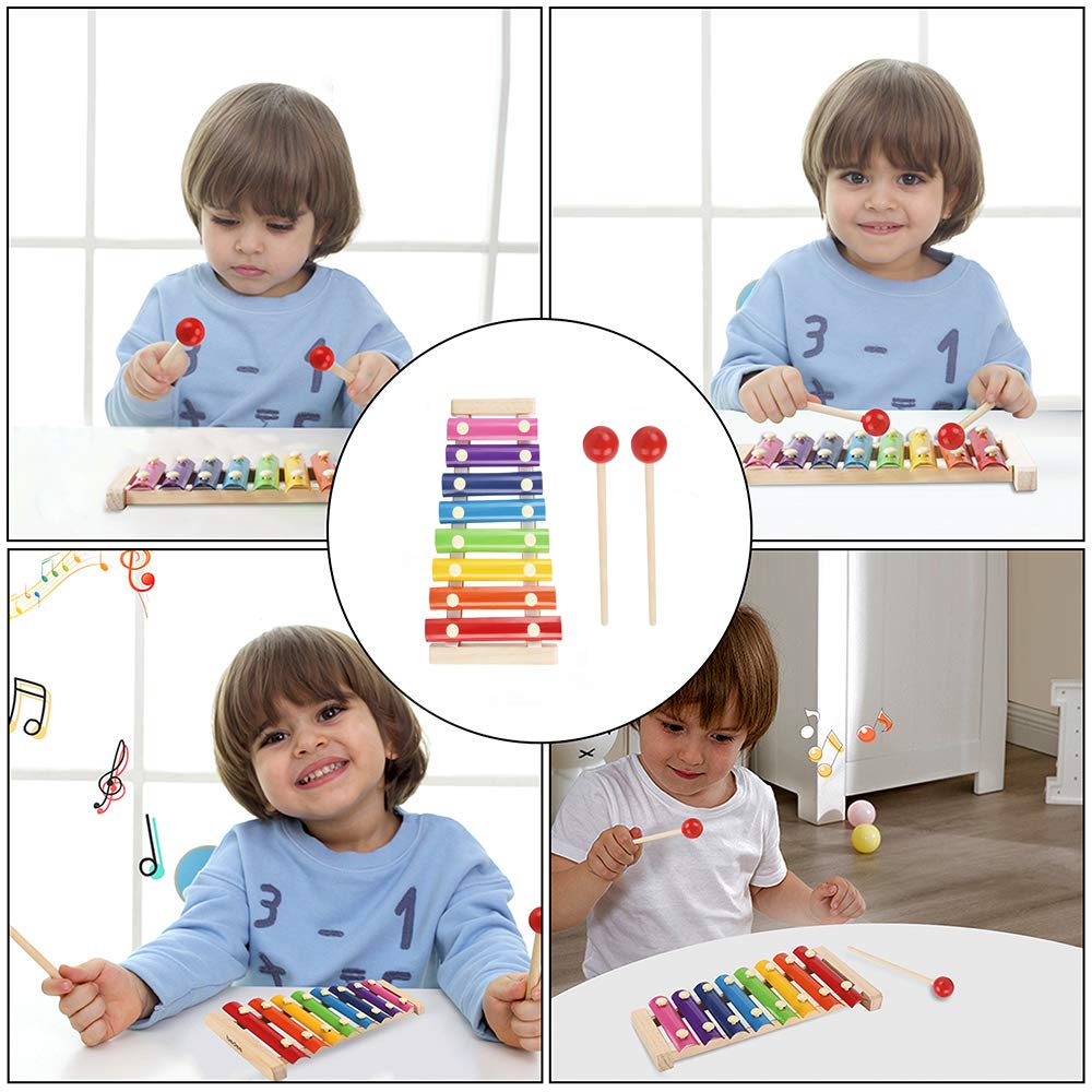 Xylophon Kinder Musikinstrumente Glockenspiel Musical Spielzeug Holz schlägel Kinderschlagzeug Pädagogische Geburtstag Weihnachten Holzspielzeug für Babys mit zwei kindersicheren hölzernen Schlägeln