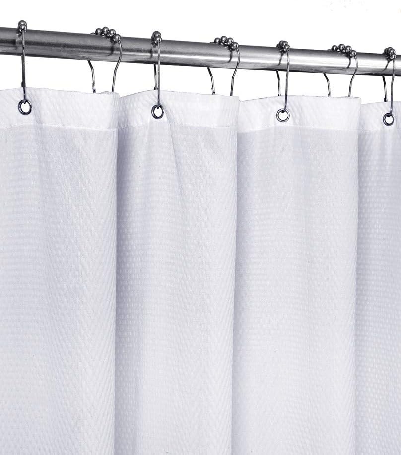 Home Queen Waffle Weave Shower Curtain, Heavy Duty Liner, Waterproof Bathroom Curtain Liner with Bottom Magnets and Reinforced Grommets,72 W x 72 L Inches, White