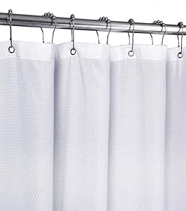 Home Queen Waffle Weave Shower Curtain, Heavy Duty Liner, Waterproof Bathroom Curtain Liner with Bottom Magnets and Reinforced Grommets,72 W x 72 L Inches, White