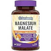 Surebounty Magnesium Malate, 230mg Elemental Mag Per Serving, Fully-Chelated, Maximum Absorption & Bioavailability, Non-GMO, Energy, Recovery, Brain Support, 90 Vegan Caps
