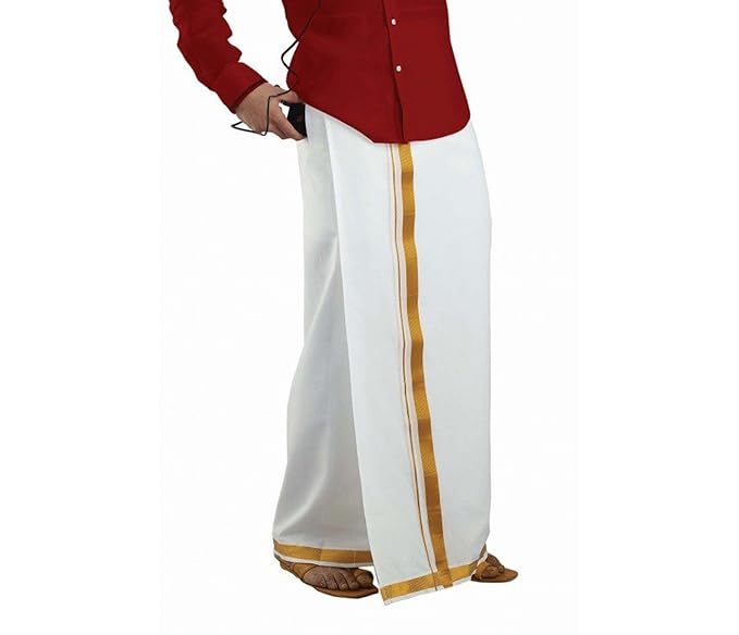 VELCRO DHOTIE WITH ZIP POCKET (WHITE) SINGLE