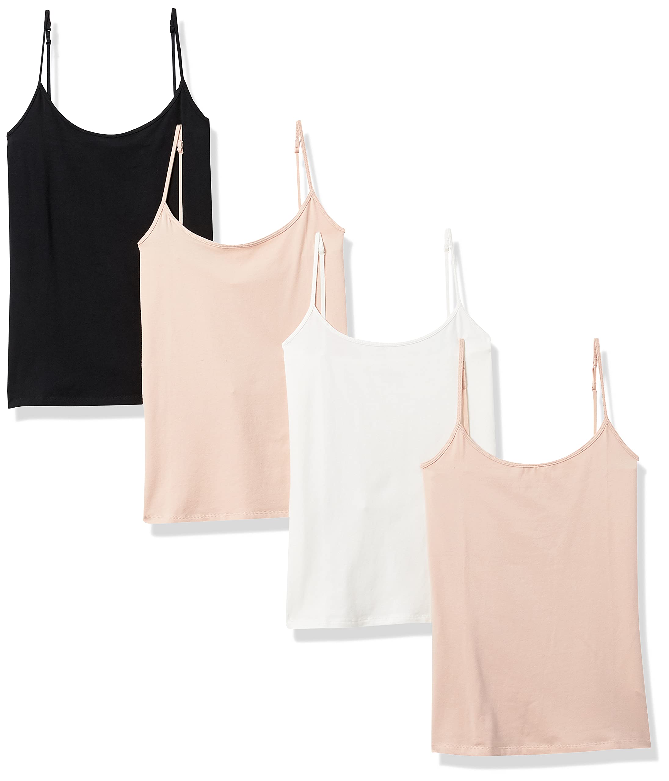 Photo 1 of **BLACK TOP ONLY** Amazon Essentials Women's Slim-Fit Camisole, Pack of 4, Beige/Black/White, X-Small