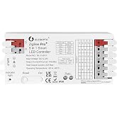 GLEDOPTO ZigBee3.0 Pro+ 5 in 1 LED Controller 20A Max RGBCCT/RGBW/RGB/CCT/Dimmer Compatible with Alexa Homey Home Assistant Z2M APP Control for Analog RGBCCT RGB WWCW LED Strip Light (Hub Required)