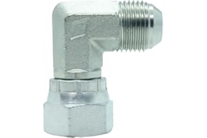 CDQBWKJGFJ 1 Piece Steel JIC Flare Tube Fitting, 90 Degree Elbow, 1/2" Male JIC (3/4"-16) x 1/2" Female JIC (3/4"-16) Swivel Tube OD