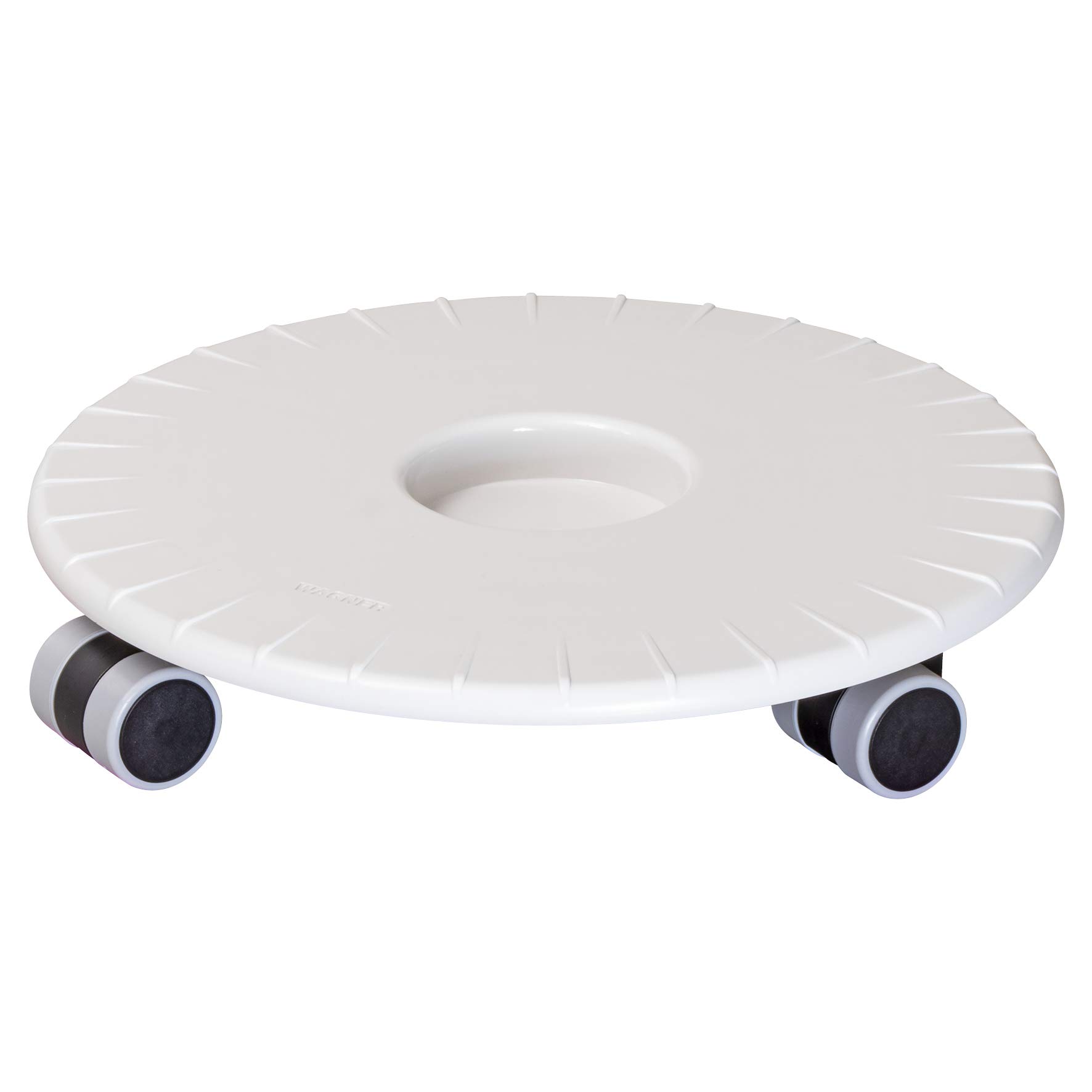 WAGNER Plant trolley FLAT Ø 30 x 6 cm I Plant trolley for indoor + outdoor use I Flat container trolley made of ABS synthetics, water-repellent, white I Load capacity 80 kg - 20044701