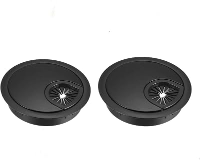 Rayibuir 2 Pack Desk Grommet Zinc Alloy Cable Cord Organizer Flat Black 60mm