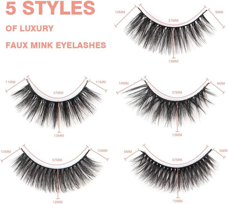 Lovrio 5 works 3D Faux Mink False Eyelashes, Natural Fluffy Thick Volume False Lashes, Reusable Handmade Soft Mink Lashes - Image 3
