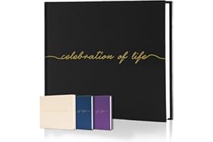 BRAVERIKY Celebration of Life Funeral Guest Book - Twill Guestbook with Memory Table Sign - Hardcover Guest Sign in Book for Funeral Service - 320 Entries, 9"x7.5", Black