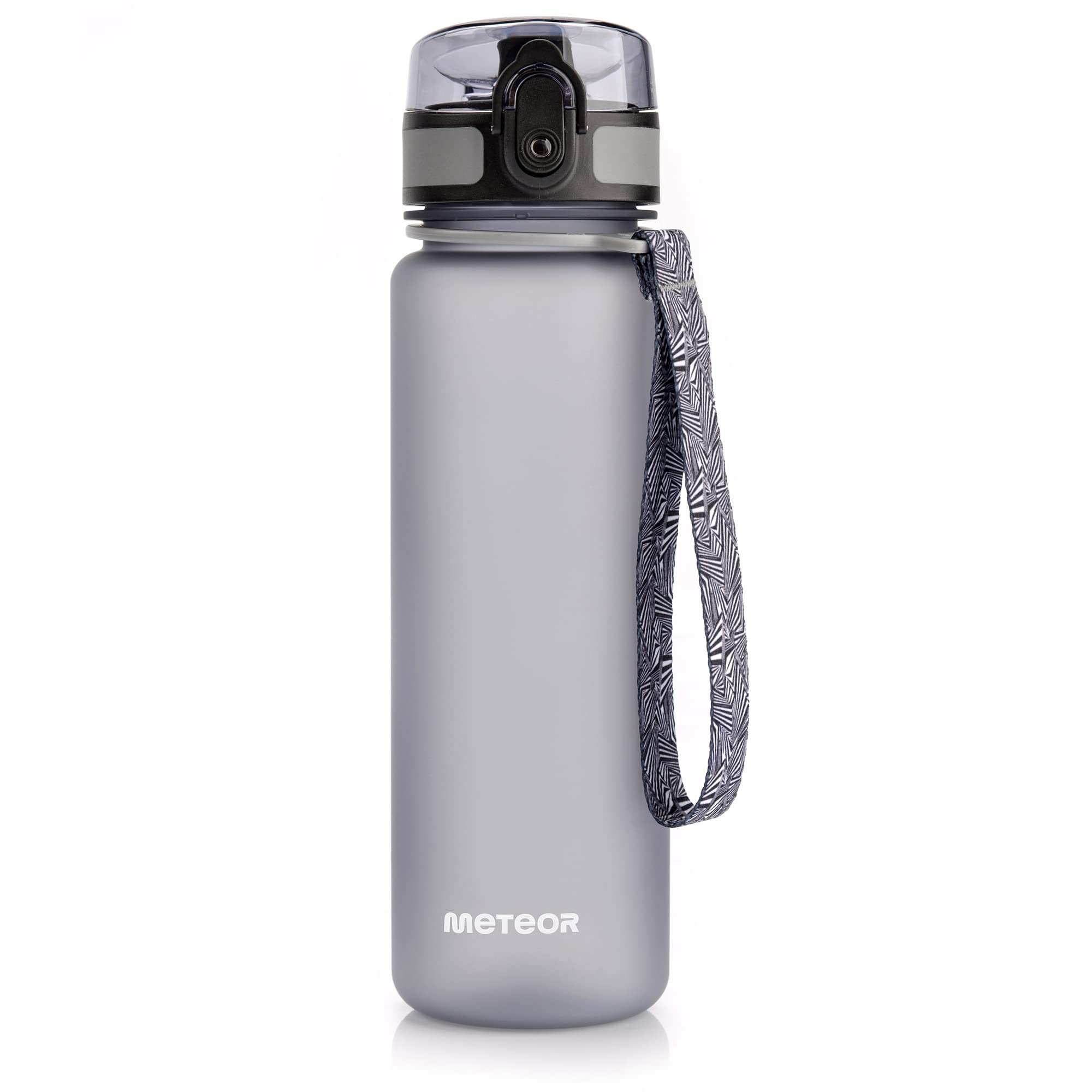meteor Water bottle 500 ml – Secure flip lid with lock for daily hydration – Durable and practical sports water bottle for training and travel – Sport water bottle Grey
