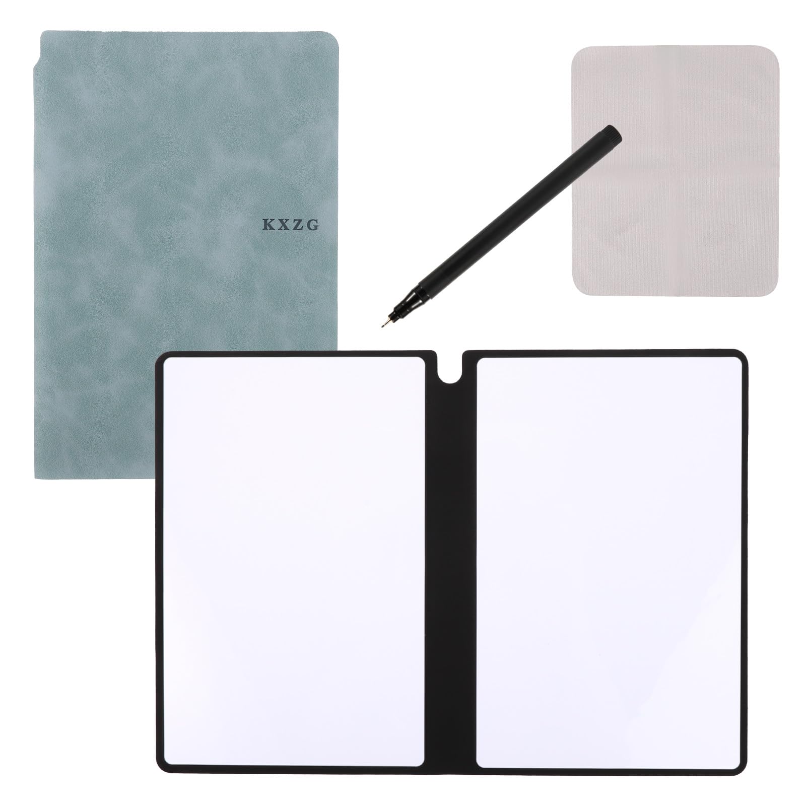 Portable A5 Dry Erase Notebook, 9.4x6.5 Inch Reusable Dry Erase Notebook Erasable Notebook Whiteboard Notebook for Business Home Office (Light Blue)