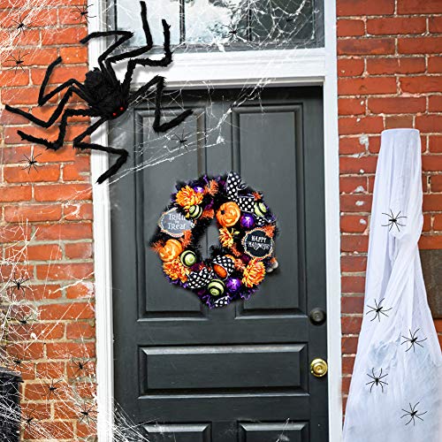 3 otters Halloween Hairy Spiders Set, 49inch Halloween Spider for Halloween Outside Decorations, with 50PCS Little Spiders