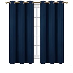 Diraysid Navy Blue Grommet Blackout Curtains for