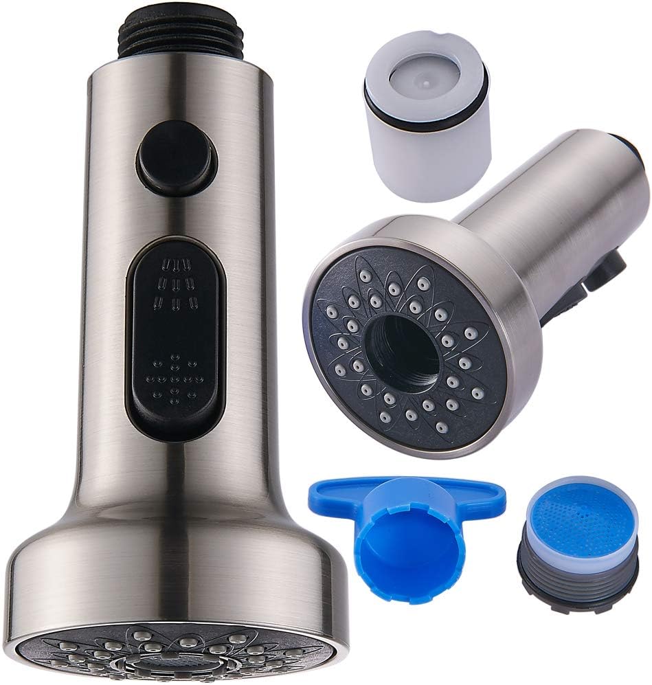 Faucet Spray Head,Pull-Out Sprayer Kitchen Sink Faucet Replacement Part,Regalmix 3-Function,Brushed Nickel,RWF072B