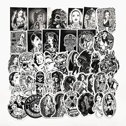 HENJIA Tatuaje Mezclado Divertido Impermeable Retro Chica Pegatina ...