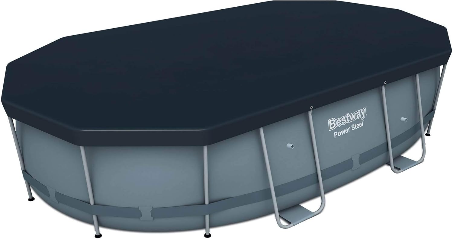 Amazon Com Bestway e Power Steel 16ft X 10ft X 42in Outdoor Oval Frame Above Ground Swimming Pool Set With 1000 Gph Cartridge Filter Pump Ladder And Cover Garden Outdoor