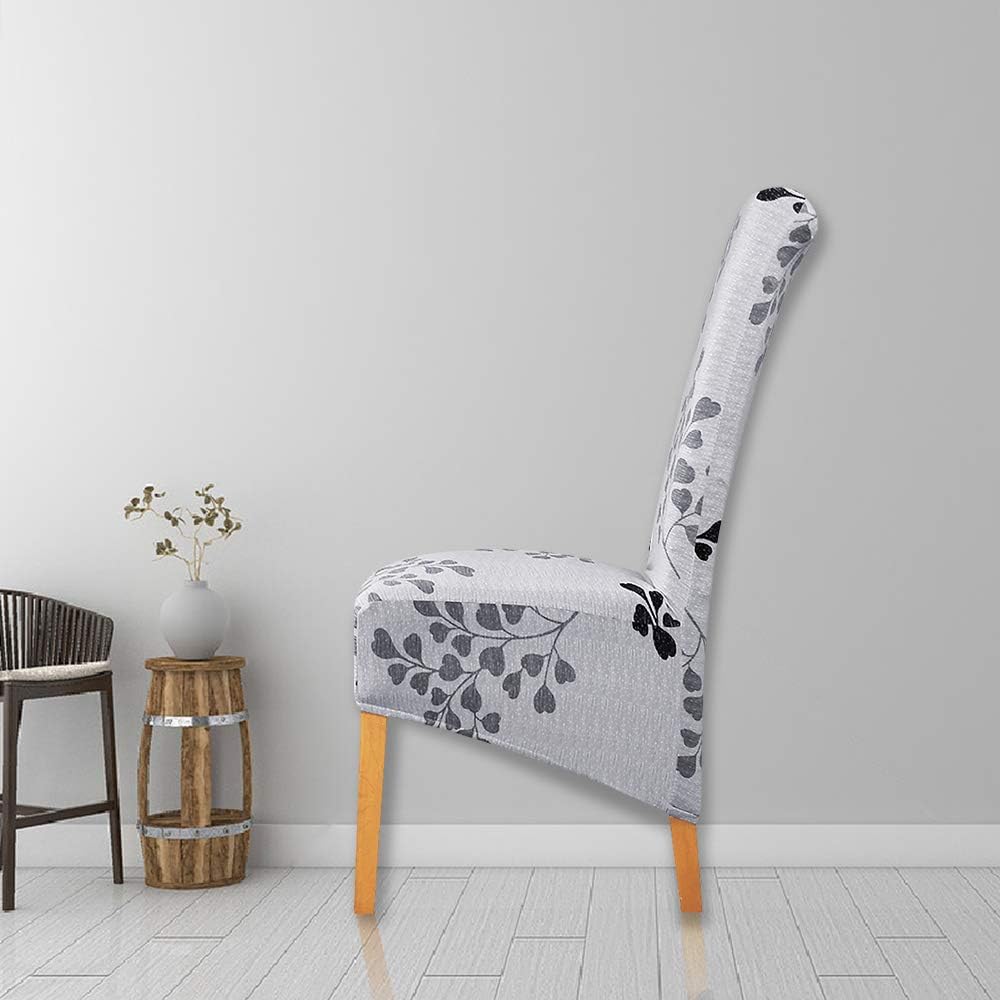 Leorate Ginkgo Leaf Print High Back Dining Chair Covers Set of 4 - Image 5