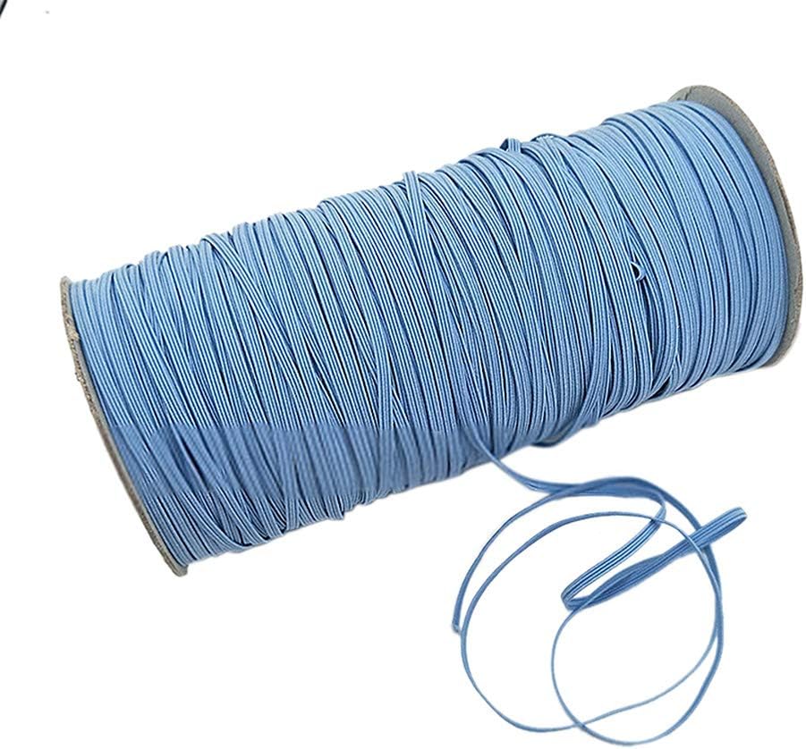 LOOGOOL 1/8 inch Heavy Stretch String Braided Elastic Band for Sewing 200 Yard (Blue)