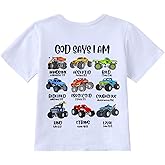 Zcaynger Toddler Boys T Shirt Cotton God Says I Am Christian Shirts Construction Bible Verse Truck Excavator