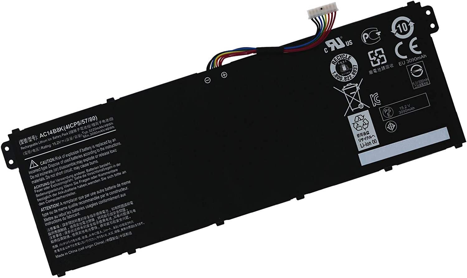 Uniamy AC14B8K 4ICP5/57/80 Replacement Battery For Aspire E3-111 E3-112 E3-112M E5-771 E5-771G ES1-311 ES1-511 ES1-512 V3-111 V3-111P V3-371 V3-371-55GS V5-122 V5-122P V5-132 V5-132P