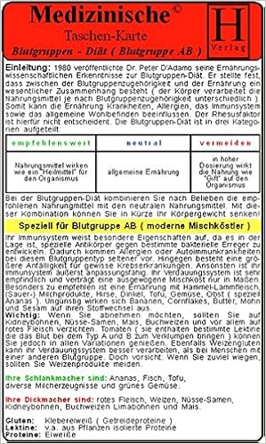 Blutgruppen Diat Ab Medizinische Taschen Karte 9783939081548