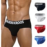 Arjen Kroos Men's Underwear Briefs, Sexy Athletic Cotton Underwear Men, Low Rise Underpants Pouch Underwear for Men 4 Pack