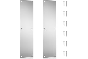 Haiabei 2 Pcs Push Door Plate 16x4 Stainless Steel Door Push Plate Door Kick Plate,Brushed Doorplate Door Proection Metal Plate with 12 Screws for Door Interior Exterior Scratch Resistant Accessories