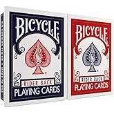 Bicycle Rider Back Playing Cards, Standard Poker Size Deck of Cards, Red & Blue (2 Pack), Classic Cards for Poker, Blackjack