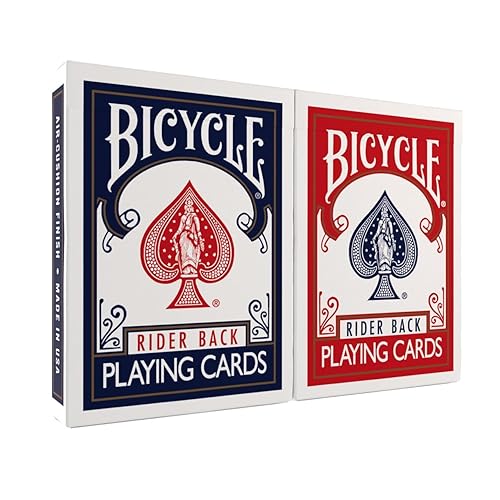 Bicycle Rider Back Playing Cards, Standard Poker Size Deck of Cards, Red & Blue (2 Pack), Classic Cards for Poker, Blackjack, Family Game Night & Card Games, Fun for All Ages