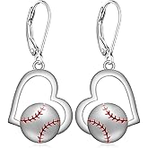 Talonior Football Earrings for Women Basketball Volleyball 925 Sterling Silver Rugby Ball Sport Earrings Dangle Drop Small Jewelry Gifts for Sport Lovers